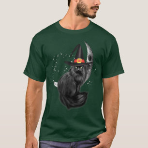 Funny Black Cat Hexenhut und Mond Beängstigendes H T-Shirt