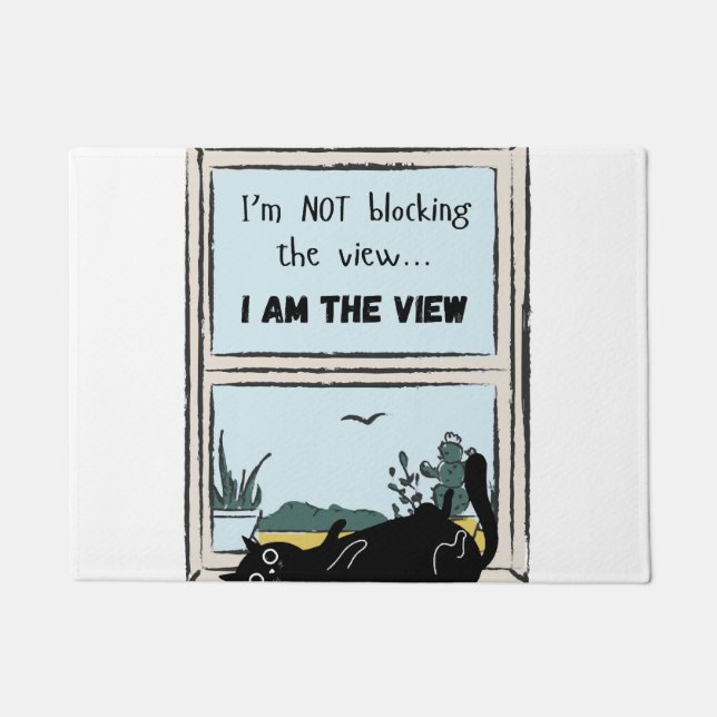 Funny Black Cat, ich bin der Blick Fußmatte (Vorderseite)