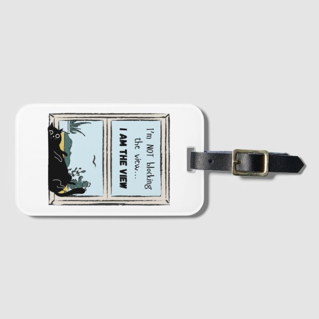 Funny Black Cat, ich bin der Blick Gepäckanhänger (Vorderseite (Horizontal))