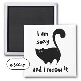 Funny Black Cat Ich bin sexy und ich meine es Magnet