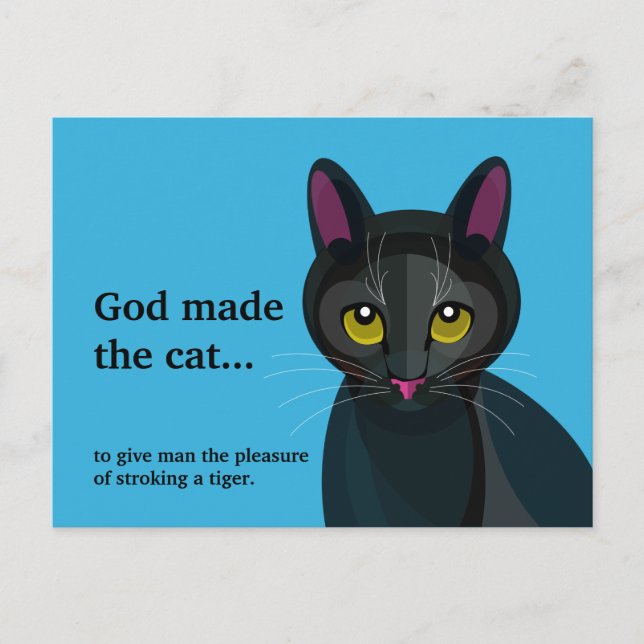 Funny Black Cat Illustration Postkarte (Vorderseite)