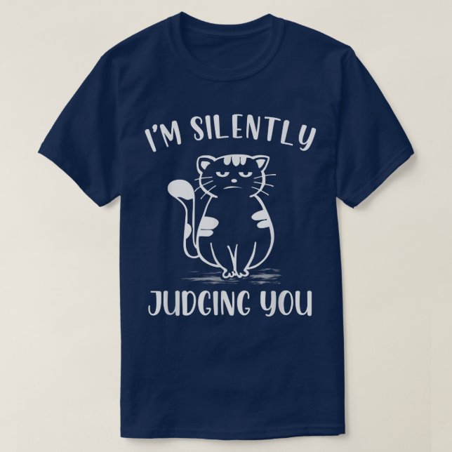 Funny Black Cat I'm Silently Judging You Retro  T-Shirt (Design vorne)