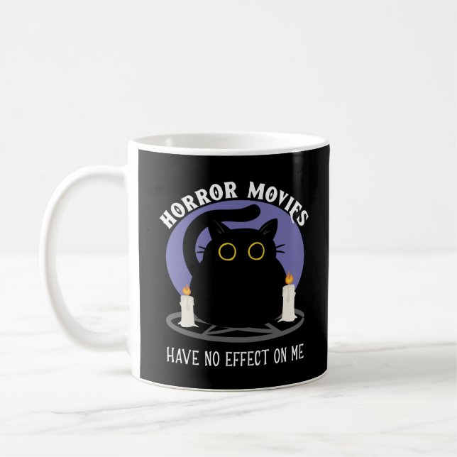 Funny Black Cat Lieben Horror Film Kaffeetasse (Links)