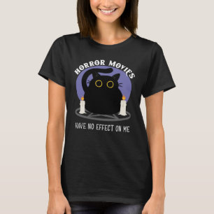 Funny Black Cat Lieben Horror Film T-Shirt