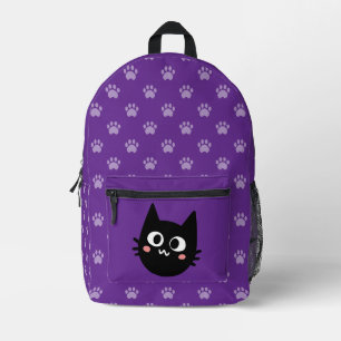 Funny Black Cat Lila Bedruckter Rucksack