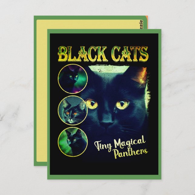 Funny Black Cat Lover Imitate Bootleg 90er Grafik Postkarte (Vorne/Hinten)