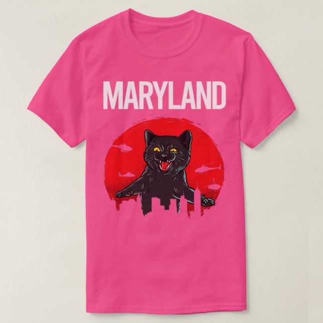 Funny Black Cat Maryland T-Shirt (Design vorne)