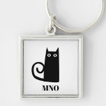 Funny Black Cat Monogram Schlüsselanhänger<br><div class="desc">Niedliche schwarze Katze zum Glück. Originelle Kunst von Nic Squirrell. Ändern Sie die Initialen des Monogramms,  um sie zu personalisieren.</div>