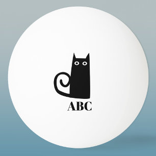 Funny Black Cat Monogram Tischtennisball