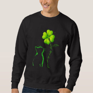 Funny Black Cat My Lucky Charm Shamrockst Patricks Sweatshirt