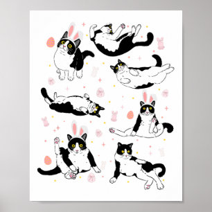 Funny Black Cat Ostereier Happy Osterfest Sonnen T Poster