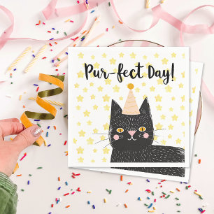 Funny Black Cat Perfect Day Geburtstag Serviette