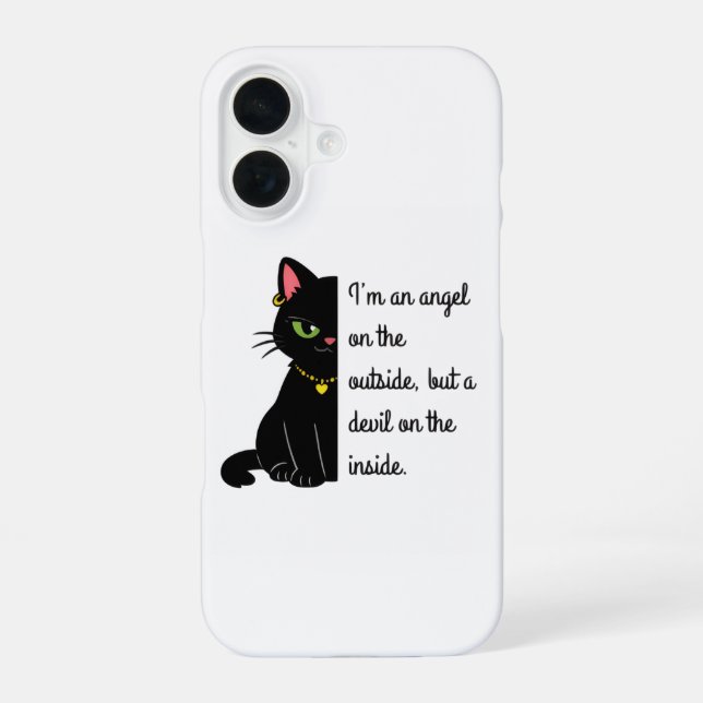 funny black cat phone case iPhone 16 hülle (Rückseite)