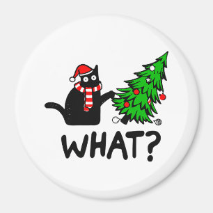 Funny Black Cat Pushing Christmas Tree Pet Lover Magnet