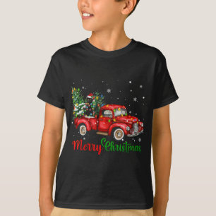 Funny Black Cat Riding Red Truck Weihnachtsbaum Li T-Shirt
