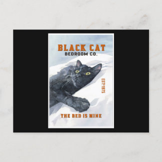 Funny Black Cat Schlafzimmer Das Bett ist meine Ka Postkarte