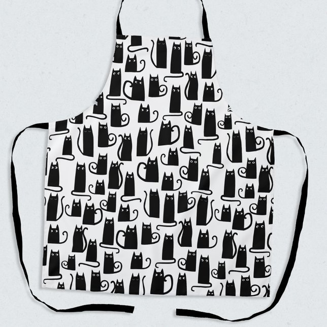 Funny Black Cat Schürze (Fun black cat pattern apron)