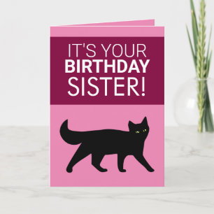 Funny Black Cat Schwester Karte