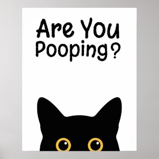 Funny Black Cat Sign - Are You Pooping? Poster
