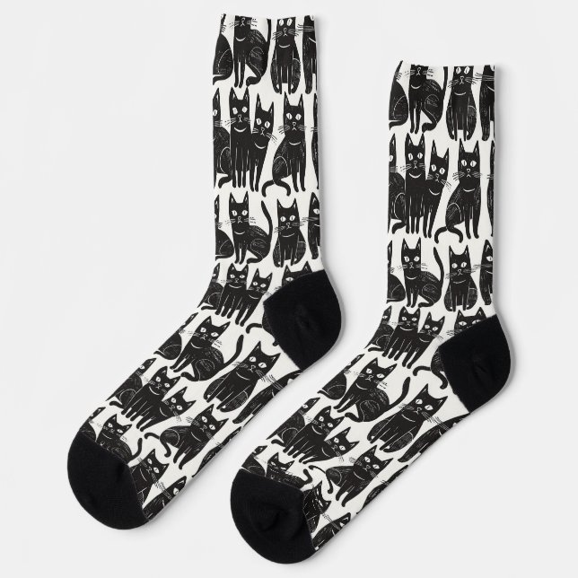 Funny Black Cat Socks Socken (Linkes Detail)