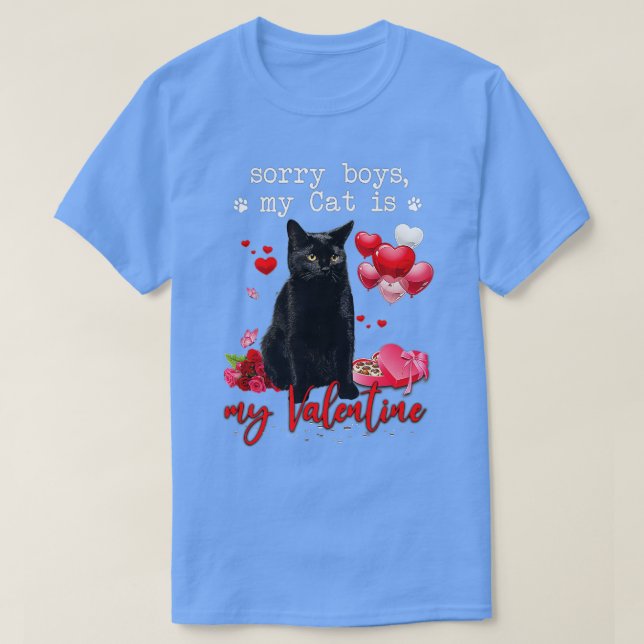 Funny Black Cat Sorry Boy meine Katze ist meine Va T-Shirt (Design vorne)