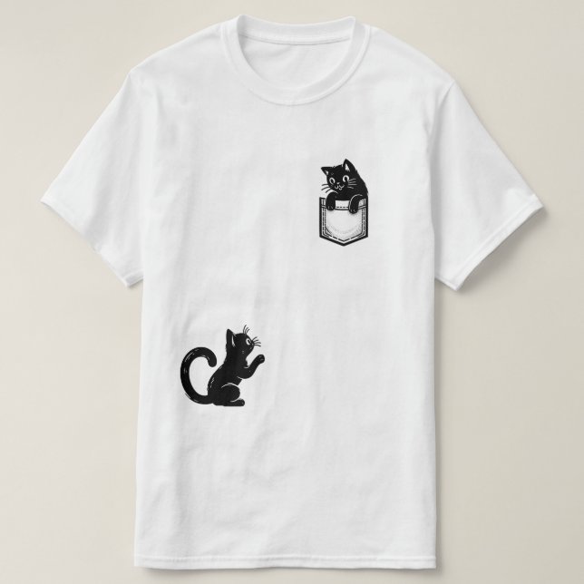 Funny Black Cat T - Shirt (Design vorne)