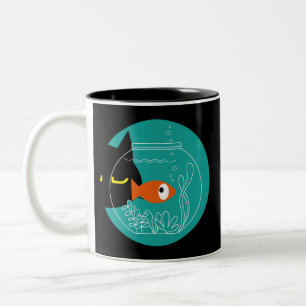 Funny Black Cat Tasse - Kuro Catto Two-Tone Coffee