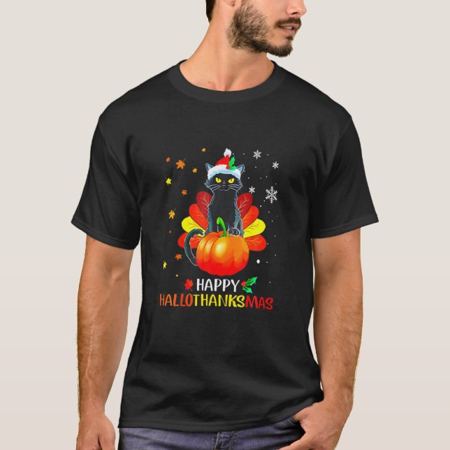 Funny Black Cat Türkei Hallo-Danke Mas Happy Viele T-Shirt (Vorderseite)