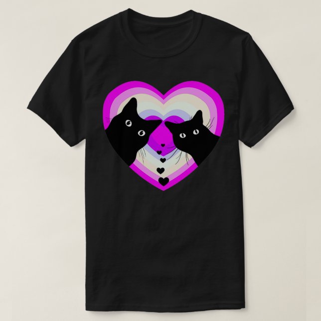 Funny Black Cat Valentine Day Cat Couple Retro Vi T-Shirt (Design vorne)