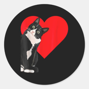 Funny Black Cat Valentinstag Herzlich willkommen b Runder Aufkleber