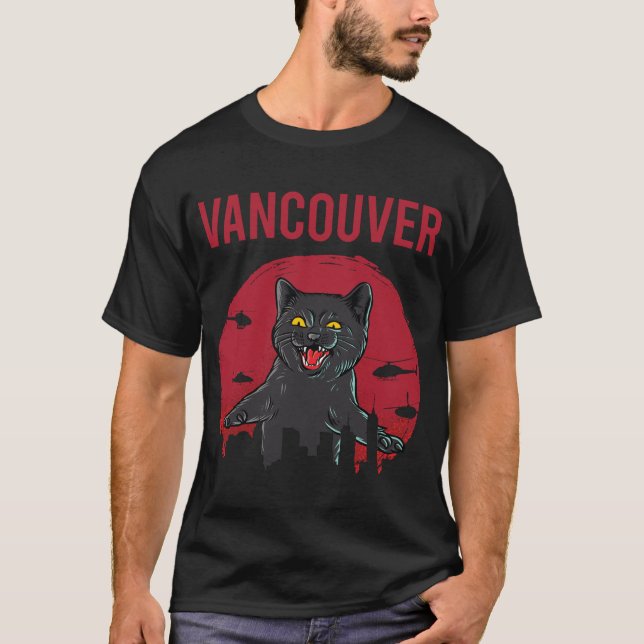 Funny Black Cat Vancouver T-Shirt (Vorderseite)
