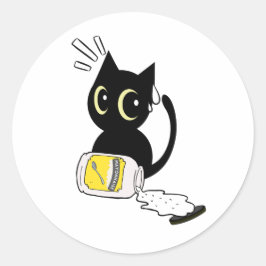 Funny Black Cat verschüttete Mayonnaise Runder Aufkleber