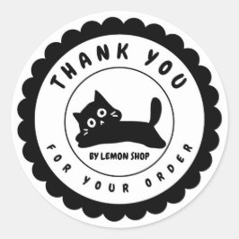 Funny Black Cat Vielen Dank Circle Customizing Runder Aufkleber