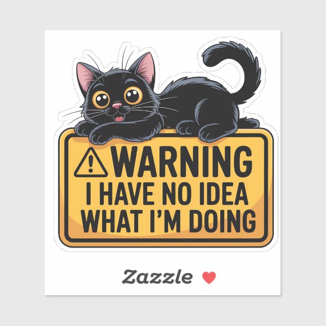 Funny Black Cat Warning Sign Sticker (Blatt)