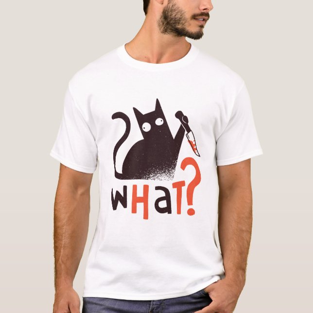 Funny Black Cat WAS? Funny Cat ,Cat T-Shirt (Vorderseite)