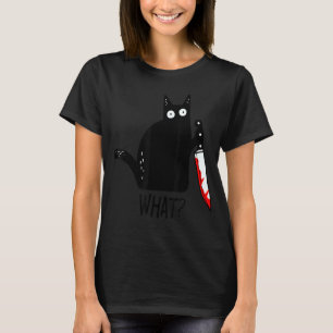 Funny Black Cat Was hält Bloody Knife Männer Fraue T-Shirt