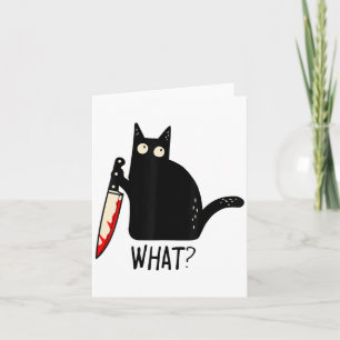 Funny Black Cat Was_ Holding Bloody Knife Männer W Karte