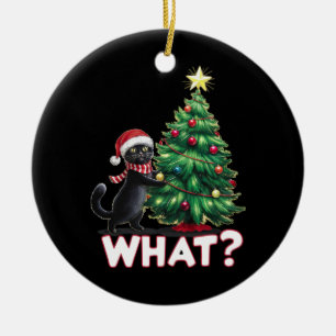 Funny Black Cat Was Weihnachtsbaum Weihnachten Keramik Ornament