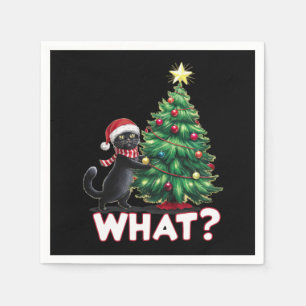 Funny Black Cat Was Weihnachtsbaum Weihnachten Serviette