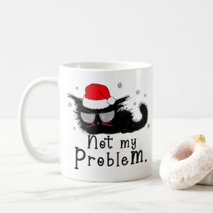 Funny Black Cat Weihnachtsbeleuchtung Kaffeetasse