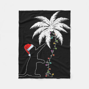 Funny Black Cat Weihnachtsmannmütze Hawaiian Chris Fleecedecke