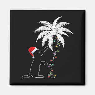 Funny Black Cat Weihnachtsmannmütze Hawaiian Chris Magnet