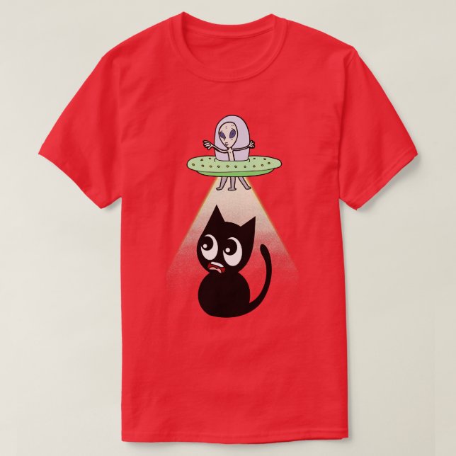 Funny Black Cat wird entführt T-Shirt (Design vorne)