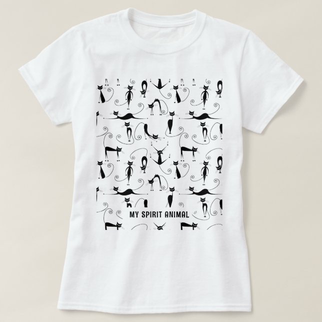 Funny Black Cats Benutzerdefinierter Text oder Nam T-Shirt (Design vorne)