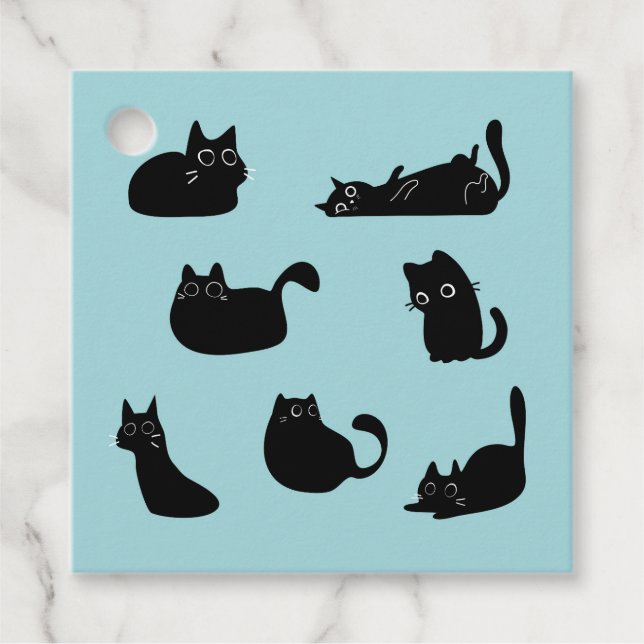 Funny Black Cats Geburtstagsgeschenk Geschenkanhänger (Vorderseite)