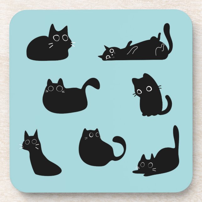 Funny Black Cats Getränkeuntersetzer (Vorderseite)