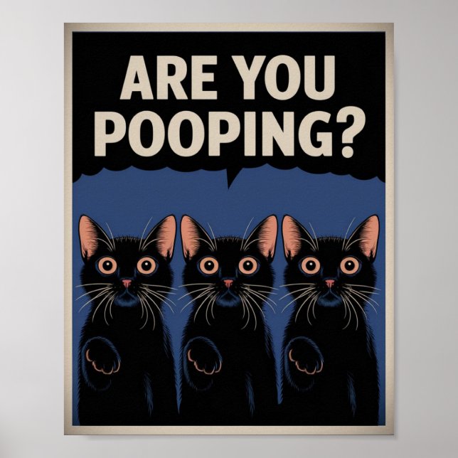 Funny Black Cats Kacke du? Humore Cat Poster (Vorne)