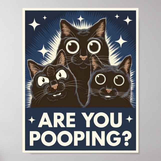 Funny Black Cats Kacke du? Humore Cat Poster (Vorne)