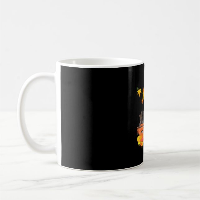 Funny Black Cats Lkw Autumn Pumpkin Mapsleaf Kaffeetasse (Links)