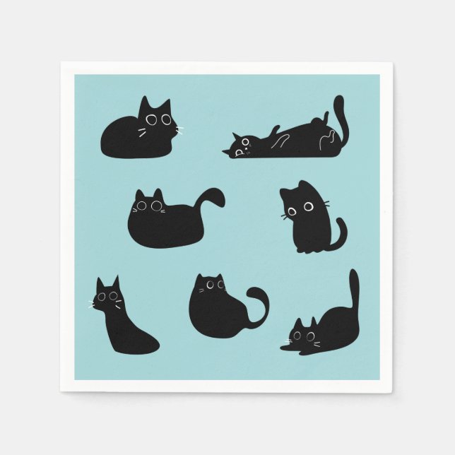 Funny Black Cats Serviette (Vorderseite)
